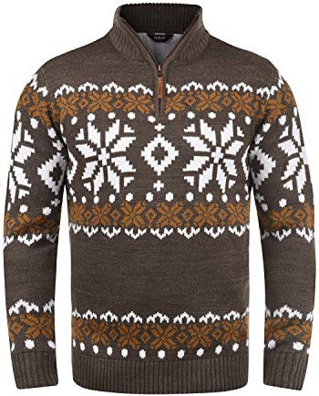 !Solid SDNorwin Herren Strickpullover Troyer Grobstrick Pullover mit Stehkragen Regular fit, Größe:M, Farbe:Coffee Bean Melange (8973)