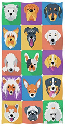 Naanle Badetuch, süßes Hunde-Motiv, weich, saugfähig, groß, Mehrzweck, für Badezimmer, Hotel, Fitnessstudio und Spa (40,6 x 76,2 cm)