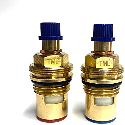 BS5412 XZ 20 B&Q Cooke & Lewis Wickes Compatible Tap Cartridge Valve Pair (Version with Threaded Collar Plus 32 Teeth/spline handle adaptor)