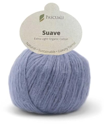 Pascuali Suave | Strickwolle aus 100% Bio Baumwolle, zum Stricken und Häkeln, Farbe:Stahl 90
