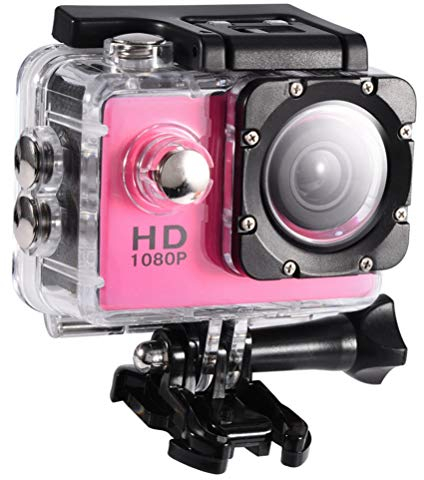 794 Mini DV Action Camera, USB 2.0 1080P Waterproof Cam 2.0'' High Definition Screen Multi-language Camera Underwater 90° Wide-angle Sports Camera Built-in 900mAh Battery (Pink)