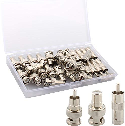 VISSQH 30pcs BNC to RCA Kit ,10pcs Macho BNC a Macho RCA+ 10pcs BNC Macho a RCA Hembra+10pcs BNC Hembra a RCA Macho para DVR,cámaras,conmutadores,TV por Cable y Otros Dispositivos
