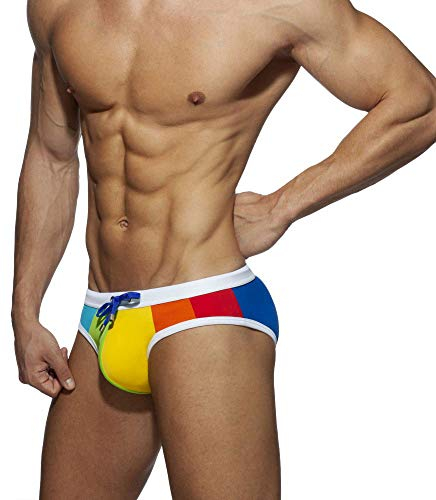 UXH Maillot de bain rembourré pour homme Motif arc-en-ciel