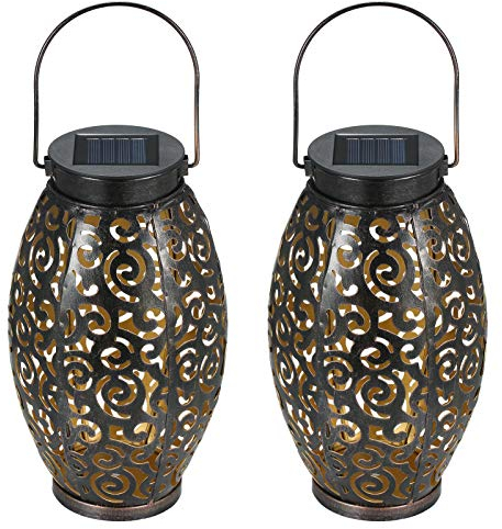2 Stück Solarlaterne für außen, Tomshine Dekorative Solarlampe Garten Laterne, IP44 Wasserdicht LED Solar Laterne Dekolampe für Draussen [Energieklasse A+]