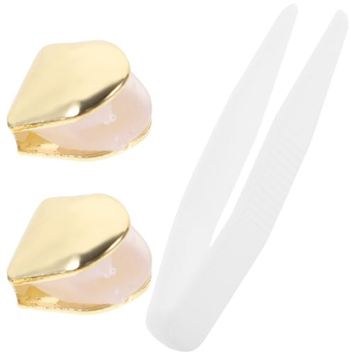 2Pcs Plated Gold Mouth Teeth Top Tooth Single Grill Cap Hip Hop Teeth Plain Decoration for Teeth Accessories Teeth Grills