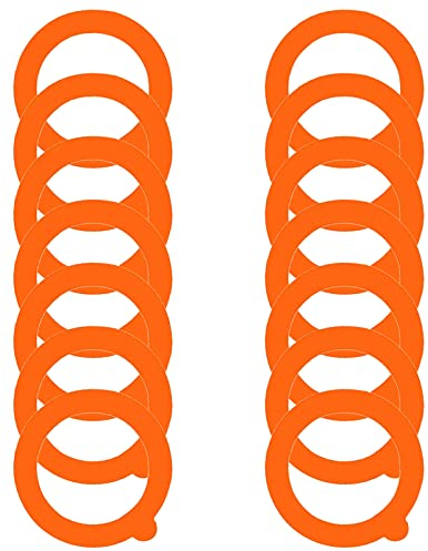 VEGCOO 14 Stück Orange Silikon Glasdichtungen Ersatz, Gummiringe Einkochringe für Einmachglas, Gummiringe für Weckgläser, einmach gummiringe