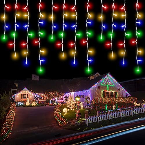 Lichterkette Eisregen Außen, 10m 400er LED Lichtervorhang LED mit Timer, IP44 wasserdicht 8 Modi für Innen Außen Weihnachten, Schlafzimmer, Party, Hochzeit, Balkon, Garten Deko