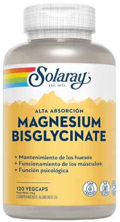 SOLARAY Magnesio Bisglycinato (nuevo nombre pero la misma formula Magnesio Glycinato) 120 Vegcaps