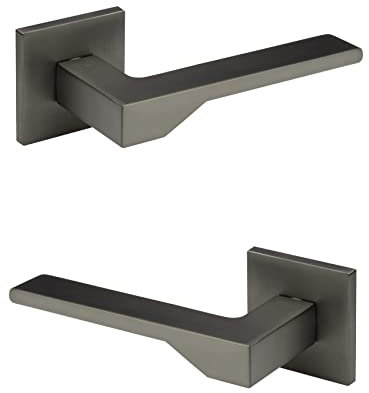 HEXIM Türgarnitur, Zimmer Türgriff WC/Bad Aluminium matt in 4 Farben - Ricardo Borelli Q02 (Türklinke, graphit) Badezimmer WC Schloss Drehriegel