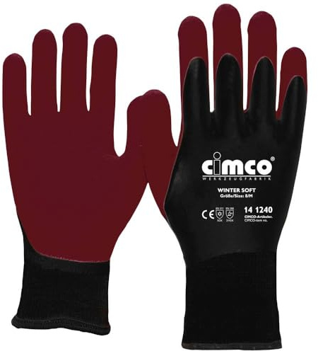 Cimco Winter Soft Dunkelrot/Schwarz 141241 Vinyl-Arbeitshandschuhe, Größe: 9, L en 388, 1 Paar