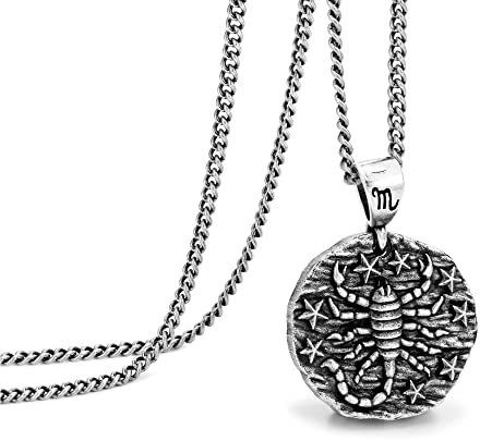 Speroto kette herren, halskette kette, sternzeichen kette, sternzeichen anhänger, edelstahl kette, geschenk herren(Skorpion,vintage silber)