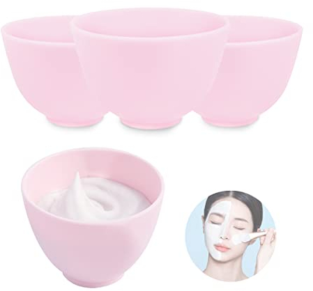 FERCAISH 4Pcs Diy Face Mask Mixing Bowl, Microwavable Silicone Facial Mud Bowl Cosmetic Beauty Tool for Home Salon ()