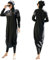 FYMNSI Damen Ganzkörper Badeanzüge Muslimische Bademode Badeanzug Full Cover Bescheidene Badebekleidung Modest Muslim Swimwear Beachwear Burkini Langarm Tops Hose Hijab Kopftuch 3er Set 2# Schwarz S