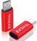TRANLIKS Adaptateur Micro USB vers Lightning, Lot de 2 adaptateurs Lightning (Femelle) vers Micro USB (mâle) pour Le Chargement Uniquement, Casque Non Pris en Charge - Rouge