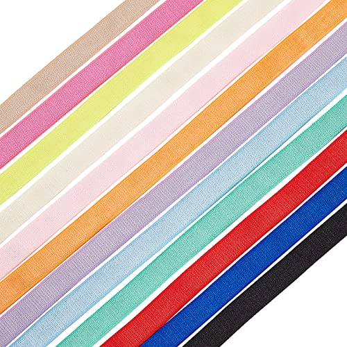 BENECREAT 26yards 12 Farben Plüsch BH Gummiband Polyester Satin Gummiband Trim Gummiband zum Nähen von BH-Trägern Dessous, Herstellung von Schultergurten, 10mm Breit