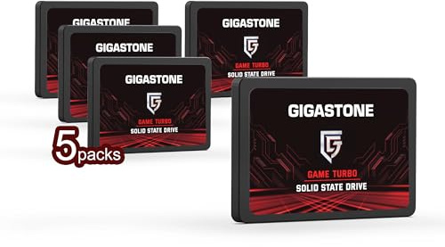 Gigastone SATA SSD 256GB (5er Pack) 2,5 Zoll 3D NAND Bis zu 520MB/s interne SSD SATA III SSD Festplatte Kompatibel mit Laptop und PC Desktop Festkörper-Laufwerk 2,5 SLC Cache Performance