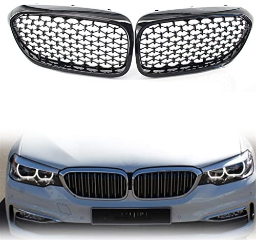 REXGEL Kühlergrille Grill Vorne Niere Diamond Gypsophila Silber Schwarz Grill Für BMW 5er M5 G31 520i 530i 540i Für G30 G31 2016-2019 (Color : Schwarz)