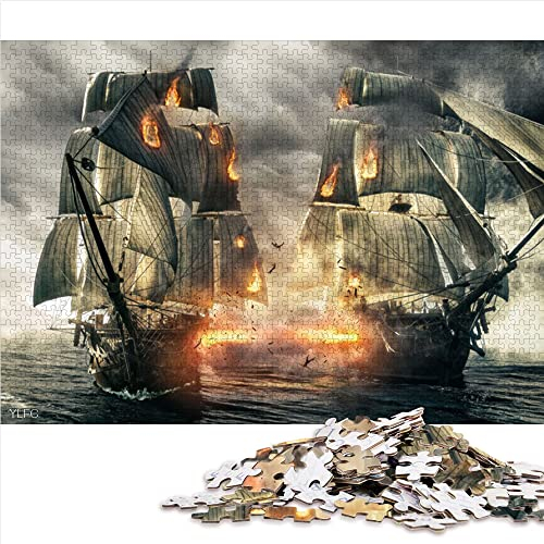 1000 Teile Puzzles für Erwachsene Epische Seeschlachtpuzzles für Erwachsene Holzpuzzle Tolles Geschenk für Erwachsene (Größe 50x75cm)