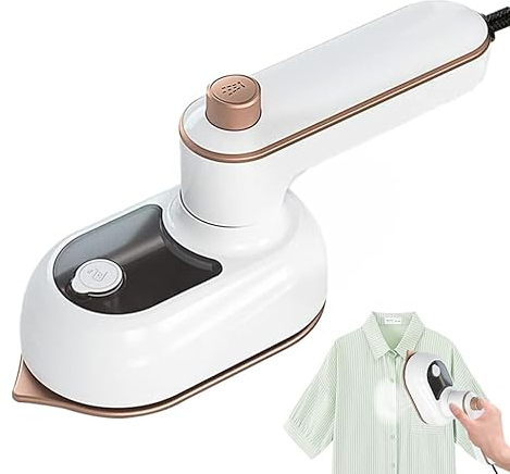 UQTUKO Mini fer à repasser de voyage, Fer à Vapeur 2 en 1 avec 50ml d’eau Petite Machine à Repasser Légère et Légère à Vapeur Fer à Vapeur à Main peu Encombrant pour les Voyages et à la Maison (Blanc)