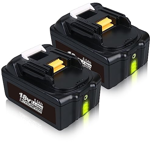 2Packs 18V 5,5 Ah Lithium-Ionen Ersatzakku für 18V Akku BL1860B 5,5 Ah Kompatibel mit DC18RC 14,4 V-18 V BL1860 BL1850B Werkzeugakku