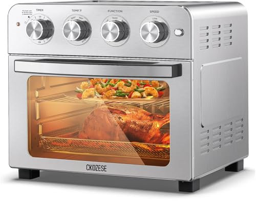 CKOZESE - Friggitrice ad aria per forno tostapane da 22 quarti, friggitrice ad aria tostapane 5 in 1 combinata con caldo, arrosto, tostatura, cottura, friggere all'aria, forno a convezione tostapane