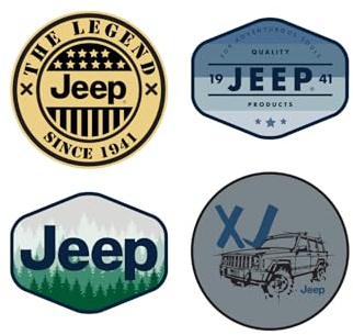 Jeep Confezione da 4 adesivi XJ Cherokee, Pines, The Legend, prodotti di qualità per Adventurous Souls Adesivi in vinile di alta qualità
