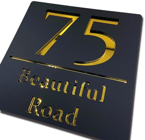 Letrero de número de casa de oro negro hueco 3D acrílico personalizado para exterior con nombre de calle de dirección de tienda hecha placa puerta de dirección personalizada Regalos de inauguración