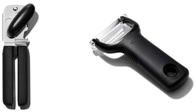 OXO Good Grips Soft Handled Tin Opener & Good Grips Julienne Peeler, Black