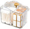 Veki Clear Cotton Pad Container Holder with Lid, Cotton Bud Holder with 3 Compartments for Dressing Table, Bathroom, Bedroom, Makeup Organiser Storage for Cotton Swab, Floss, Cosmetic (Transparent)