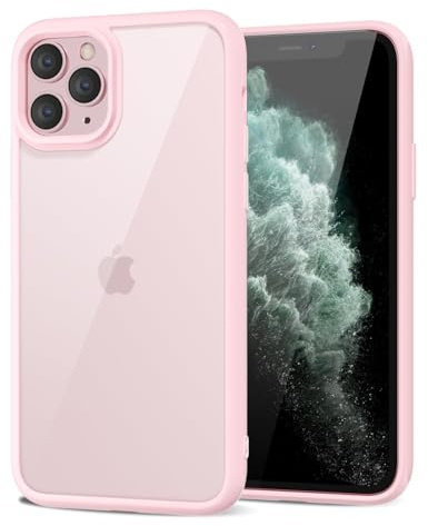LoeoeL for iPhone 11 Pro Max Case Clear, Transparent Hybrid 11 Pro Max Phone Case [Hard Plastic & Soft Silicone Bumper] Acrylic Non Yellowing Thin Slim Protective Cover for Women, Light Pink