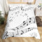 3D Musiknoten Bettwäsche 220x240 Musik Noten Weiche Microfaser Bettwäsche-Sets Bettbezug mit Reißverschluss und 2 Kissenbezug 80x80 cm