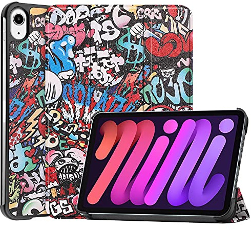 Palizufio Hülle für iPad 10.2 2021/2020/2019,Schlank Leicht PU Leder Tasche Schutzhülle Flip Folio Dreifach Ständer Klapphülle Abdeckung mit Auto Wecken/Schlafen,Graffiti