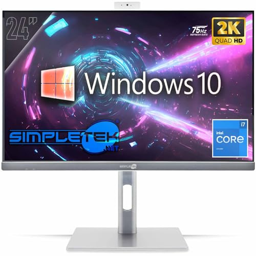 SIMPLETEK - All in One PC 24 2K 75Hz Core i7 4.00GHz | Windows 10 Pro 8GB RAM e SSD 240GB | Computer Tutto in Uno Attacco VESA Webcam Built-in Stand Regolabile