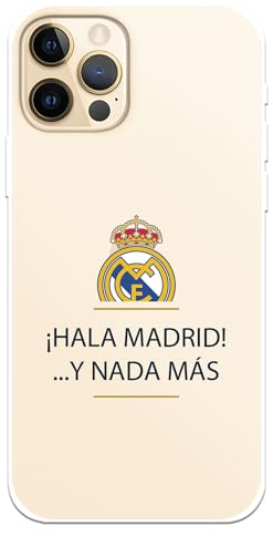 Case for iPhone 12 - iPhone 12 Pro Real Madrid HALA Madrid! Transparent to Protect Your Phone. Flexible Silicone Layer with Official Real Madrid Licence