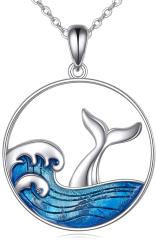 VONALA Halskette mit Delfinen für Mama 925 Sterling Silber Abalone Muschelkette Delfine Anhänger Schmuck Muttertag Geburtstagsgeschenke für Mama Frauen Mädchen Frau (Wal)