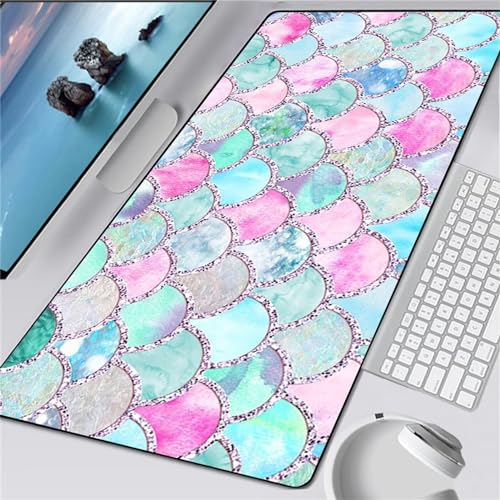 Mauspad XXL, 600x400x3mm Große Rosa Blaue Wellen Gaming Mauspad, rutschfest Schreibtischunterlage, Waschbares Mousepad mit Vernähte Kanten für Gamer PC Maus und Tastatur