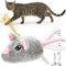 Vealind Cat Toys Rechargeable Mouse with Wagging Tail, Lifelike Squeak Chirping Electronic Mice for Indoor Cats, USB Touch Activated Kitten Toys (Grey)