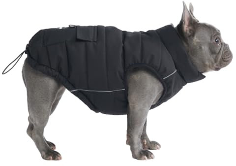 Spark Paws Warmshield™ Hundejacke Wintermantel, Warmes Fleece, Wasserabweisend, Winddicht, Reflektierende Weste, Geeignet für Mittelgroße und Große Hunde, Kälteschutz Schneejacke Parka - Black - L