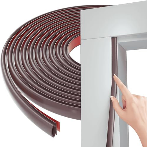 Junta de Ventana y Puerta a Prueba de Sonido y Frío, Sello de Goma Tipo D, Anti-Ruido, Marco de Habitación/Entrada Sellado (Marrón, 10M)