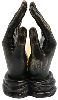 Asudaro Hand-Skulptur-Lampe dekorative Handstatue aus Kunstharz mit Licht für Zuhause Büro Schlafzimmer Zen Meditation Gebetsraum