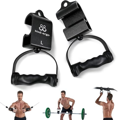 HXD-ERGO Barra LAT Machine, T-Bar V-Bar Polea Cable Máquina Enganches Bíceps Curl Tríceps LAT Barra de Descenso Dorsales Espalda Hombros Bodybuilding Mangos (Mango de pájaro) (Mango Giratorio Negro)