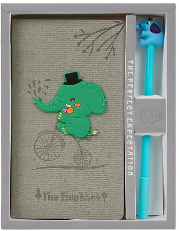 SHIDOW Elephant Journal Notebook, Cute Elephant Notebook, Elephant Notebook with Pen, 2 in 1 Elephant Stationery Gift Box Set, Portable Notepad for Office (1 Set)