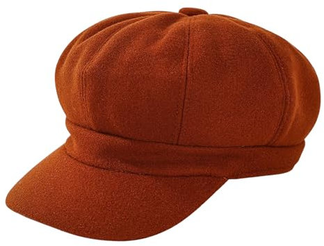 HIQIU Damen Ballonmütze Baskenmütze Schirmmütze Herbst Winter Warm Barett Mütze Malerhut Achteckiger Newsboy Cap (DE/NL/SE/PL, Alphanumerisch, Einheitsgröße, M, Coffee)