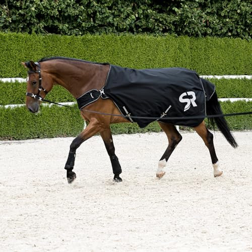 SUNRIDE Führanlagendecke 0g für Pferde - Longierdecke, Führmaschinendecke - 100% wasserdicht - 1200D (schwarz, 125 cm)