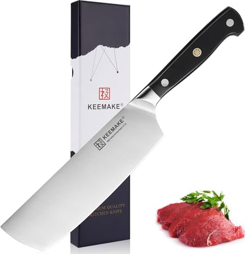 KEEMAKE Nakiri Messer, Klingenlänge 18 cm Japanisches Messer Kochmesser mit ergonomischer Griff, Scharfe Messer, Küchenmesser aus hochwertigem Edelstahl