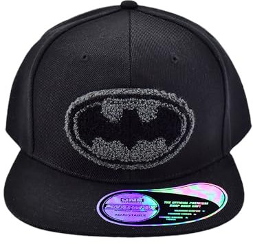 Concept One Unisex-Erwachsene Dc Comics Batman Snapback Hat, Adult Baseball Cap with Flat Brim, Chenille and Chainstitch Emblem Baseballkappe, Schwarz, Einheitsgröße