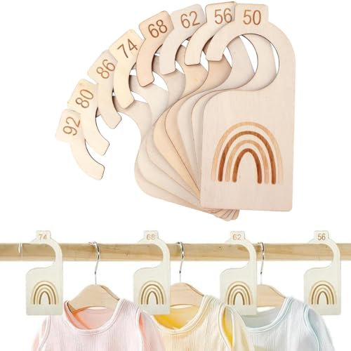 8-teilige hölzerne Baby-Größenunterteilungen, Baby-Kleider-Unterteilungen 50-92