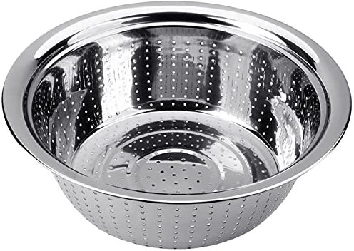 Stainless Rice Washing Bowl Versatile Colander and Kitchen Strainer with Side Drainers for Rice Vegetables & Fruit Kitchen Brushes Fr (Silver, One Size)