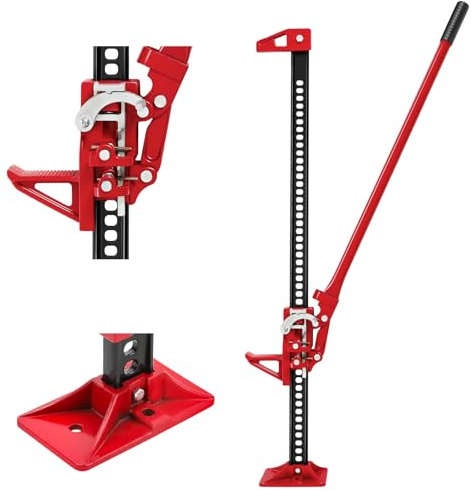 Warmiehomy Farm Jack 3 Tonne Heavy-Duty Utility for Tractors & Trucks - 60 High Lift, 1m Max Height, Agricultural Ratchet Design, Red