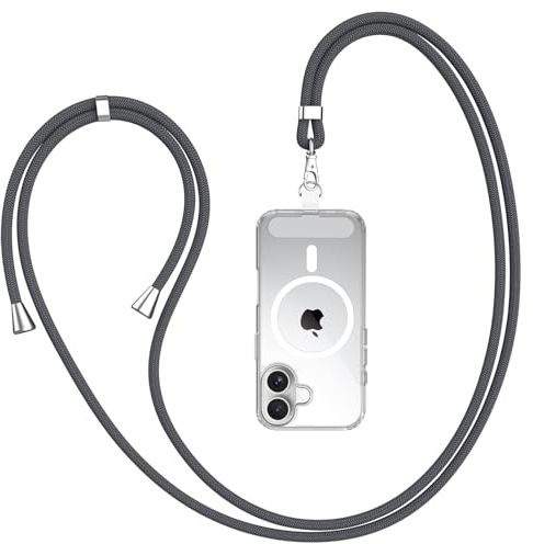 AK Handykette Universal, Handy Lanyard, Geeignet für Alle Smartphones mit 1 Stück Universelles Patch, Handyband Passend für Jede Handyhülle, Einstellbar und Abnehmbar (Dunkelgrau)